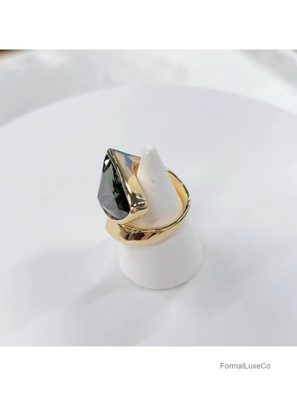 Triangle Statement Ring Adjustable Wrap Band Chunky Rhinestone Jewelry